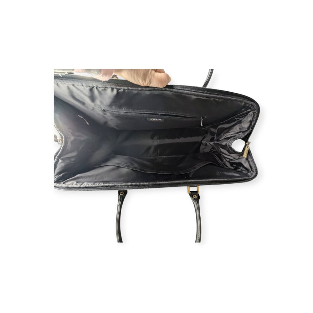 Sharif Palm Tree & Leopard Print Travel Bag in Black, Tan, Gold - Picture 15 of 16